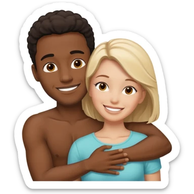 Black Man and white woman hug love on beach sticker
