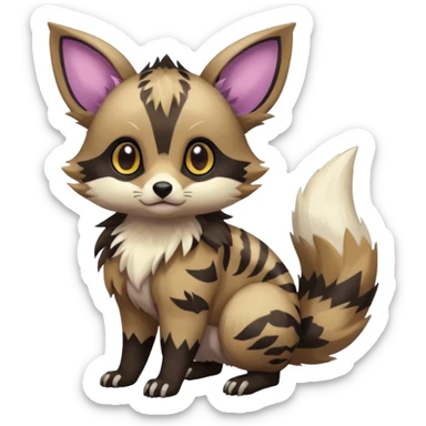 Rare exotic cute epic aesthetic colorful Eevee-Civet-species-Fakemon-hybrid-creature, with markings, full body sticker
