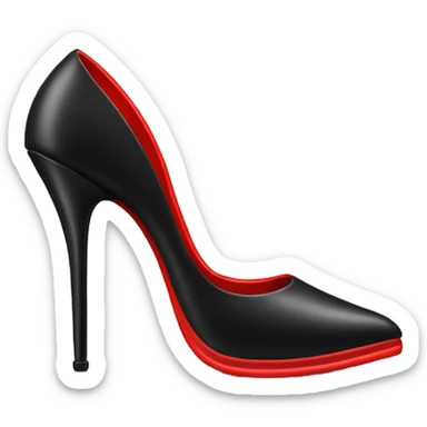 Black high heel stiletto with a red under sole sticker
