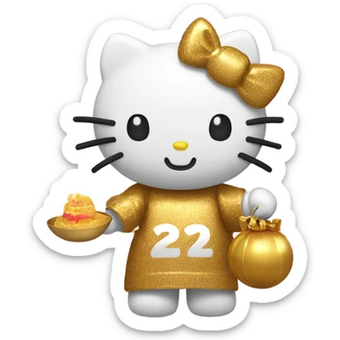 hello kitty celebrating a 2025 new year sticker
