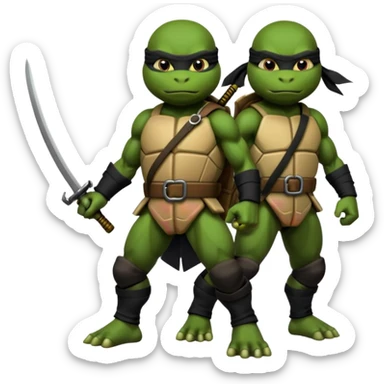 Teenage Mutant Ninja Turtles dressed in black ninja attire sticker