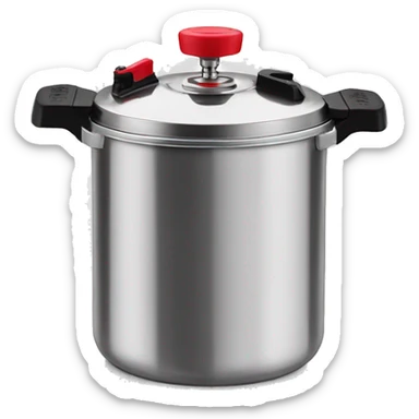 Stainless steel pressure pot, with black gights, lid with 3 clamps, red line on the knob sticker