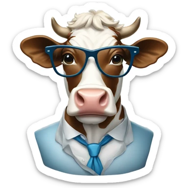Very very rich cow in blu glasses sticker