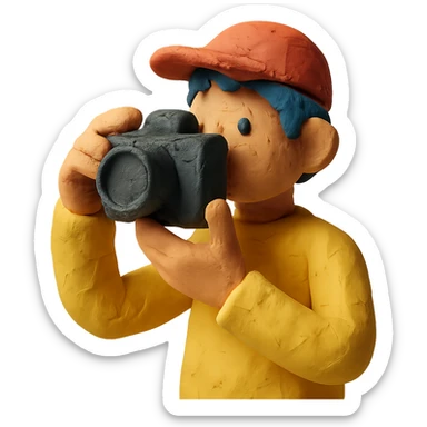 matte plasticine claymation style photographer with camera sticker