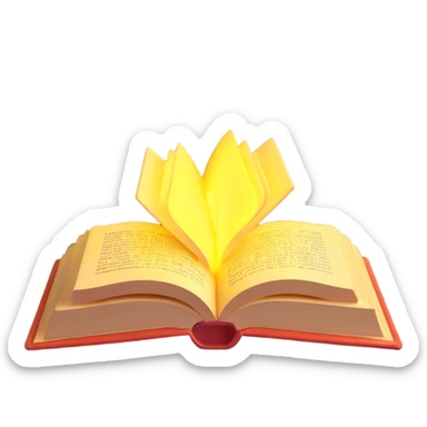 a magical book glowing with yellow light, symbolizing learning sticker
