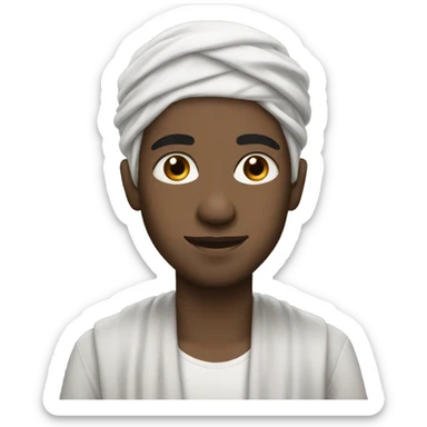 young Muslim man with white skin sticker