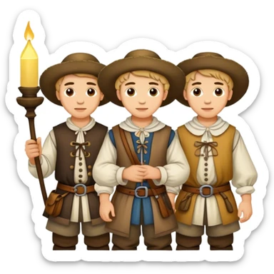 young peasant men during the 17th century photorealistic sticker