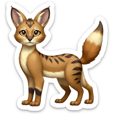 shiny glorious divine exotic cool beautiful realistic Meloetta-caracal-civet-sergal-bunny-oncilla-animal-Fakémon-hybrid-fursona (full body) sticker