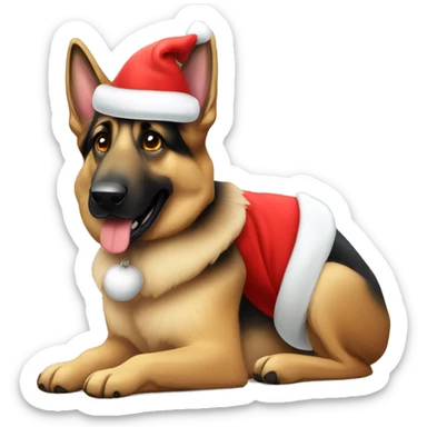 german shepherd with santa hat sticker