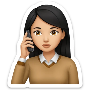 ligh skin black hair woman calling with her phone sticker