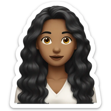 A young woman with fair skin and long, wavy black hair. sticker