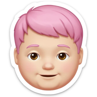 un nene blanco rellenito con pelo corto rosa,  con la sonrisa para abajo como edta ☹️ pero no enojadl sticker