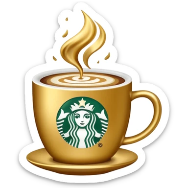 Gold Starbucks coffee sticker