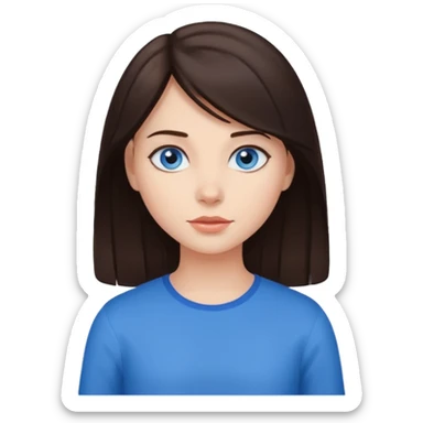 Girl with dark brown hair and blue eyes sticker