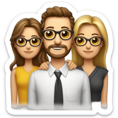 Familia de padre castaño y con gafas, madre con rizos, hijo rubio hijo moreno sticker