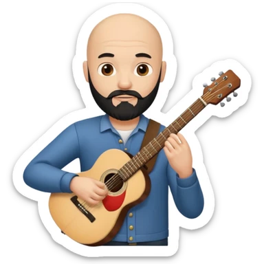 Bald guy with black beard playing guitar sticker