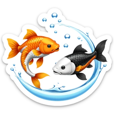 Creo dos pezes koi, como el Jim y el jam uno blaco y otro negro. sticker