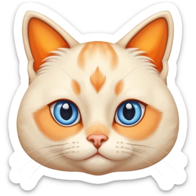 chubby flame point Siamese, white fur with orange accents and blue eyes and very cross eyed  sticker