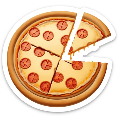 a pie chart sitting on top of a pizza  which has no other toppings sticker