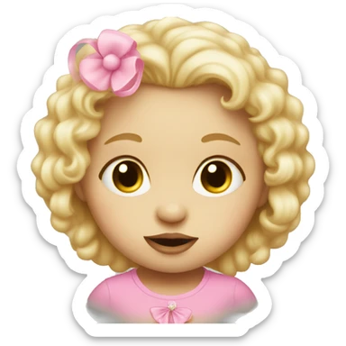 Blonde baby girl with pink pacifier sticker