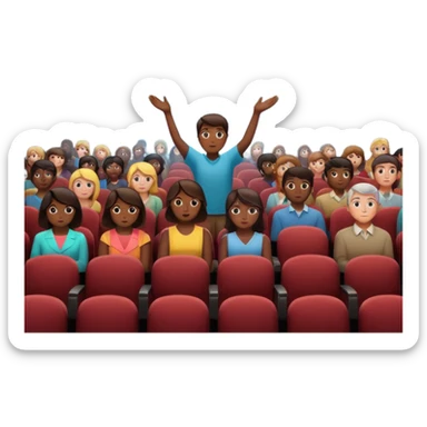 audience silhouettes with one person highlighted sticker