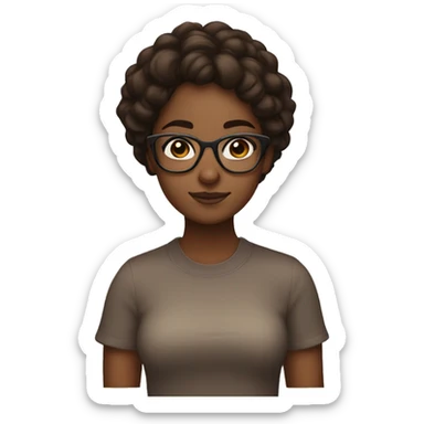 brown skin girl browneyes with glasses sticker