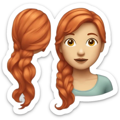 Girl with red hair highlight and round face sticker