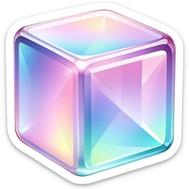 Sparkly glossy Pastel iridescent glass crystal cube sticker