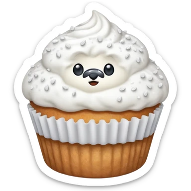 white coloured muffin with white topping sticker