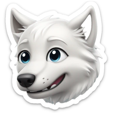 Cute white wolf smiling 3/4 shot sticker
