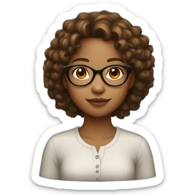 malagasy girl with glasses and curly brown hair sticker