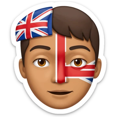 half UK and half crazy face sticker