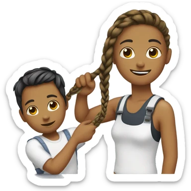 Girl braiding boys hair sticker