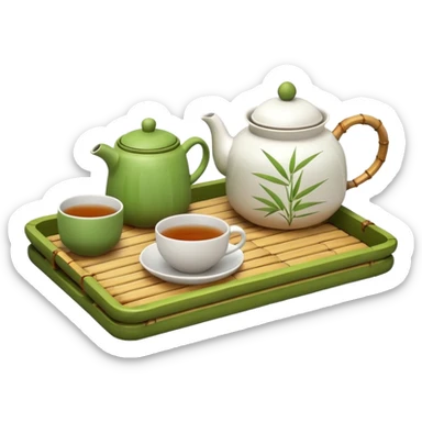japan bamboo tray with a teapot and cup sticker