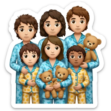 the band greta van fleet wearing pajamas and holding teddy bears sticker