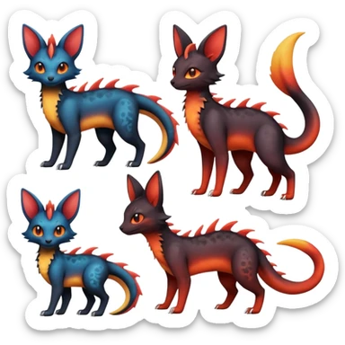 magma-gradients-colored Salandit-Umbreon-Flareon-Noibat-Serval-Hybrid (Full body) sticker