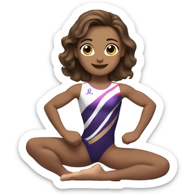 a gymnast with brown hair and brown eyes doing a split both legs on the ground sticker