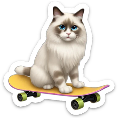 ragdoll cat on skateboard sticker
