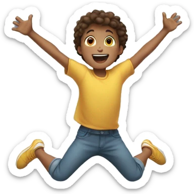 child is jumping with his arms up sticker