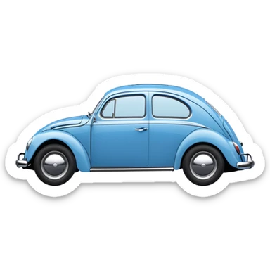 blue oval Fusca car side view sticker