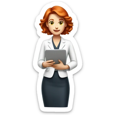 medium red hair woman nutritionist working sticker