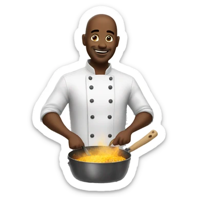 man cooking sticker
