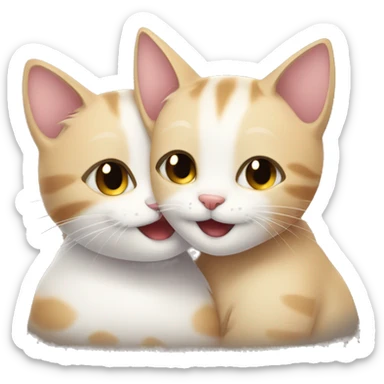 a lovely cat smiling and hugging other cat sticker
