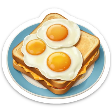 breakfast sandwich on a plate with eggs on the side sticker