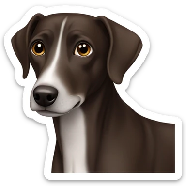 All Dark brown Formosa mountain dog and Italian greyhound mix, dark brown eyes, ears up sticker