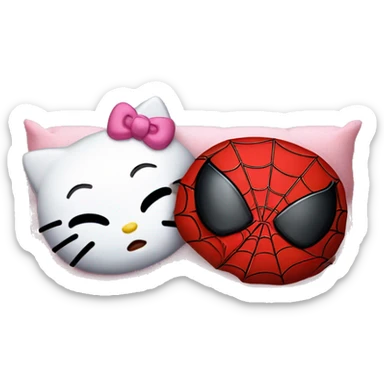 Hello kitty and Spiderman sleeping sticker