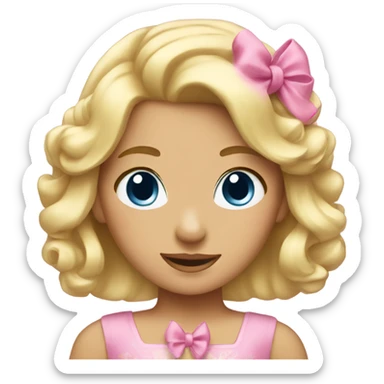 Blonde princess with pink hair bows sticker