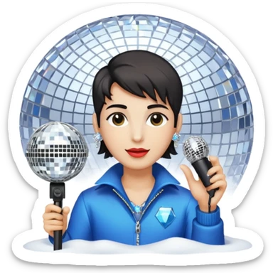 I want these emojis 💎🎤🪩❄️ in one frame with the number 17 I don't want a girl or boy in the pictures. sticker