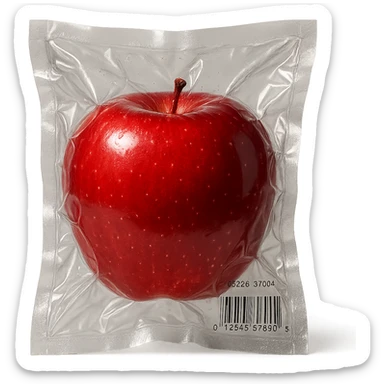 shiny apple in vacuum-sealed style sticker