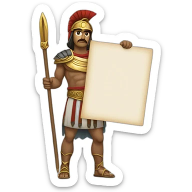grecian warrior holding blank sign sticker